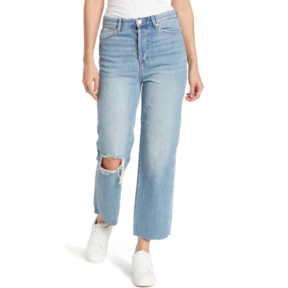 BlankNYC The Baxter Ribcage Straight Leg Jeans Blue Distressed Size 29 High Rise - Picture 13 of 13